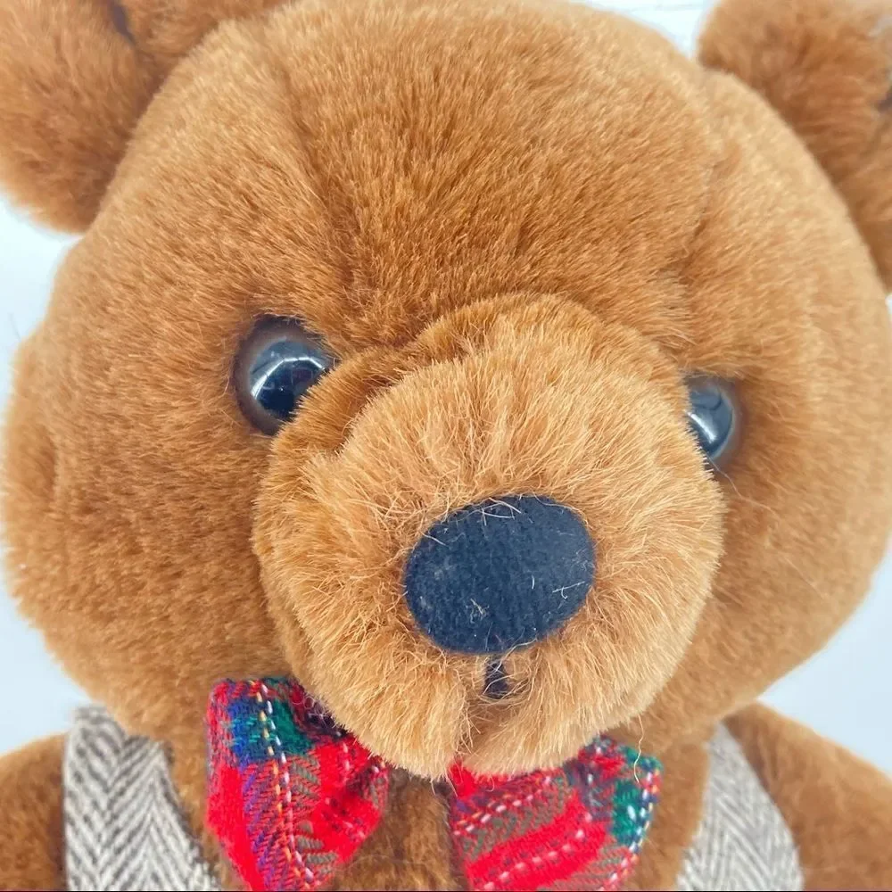 Vintage Dakin‎ Teddy Bear 1987 plush professor wool vest